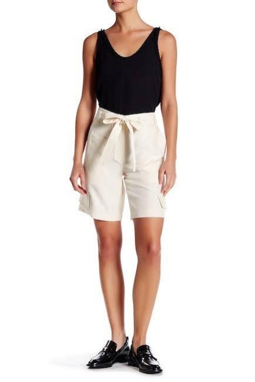 4Helmut Lang Duppioni Cargo Silk Bermuda Short S Cream Utility Designers Luxury